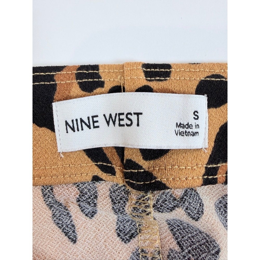 Nine West Midi Skirt Women Size S‎ Tan Leopard Print Elastic Waist Stretch - Picture 2 of 9